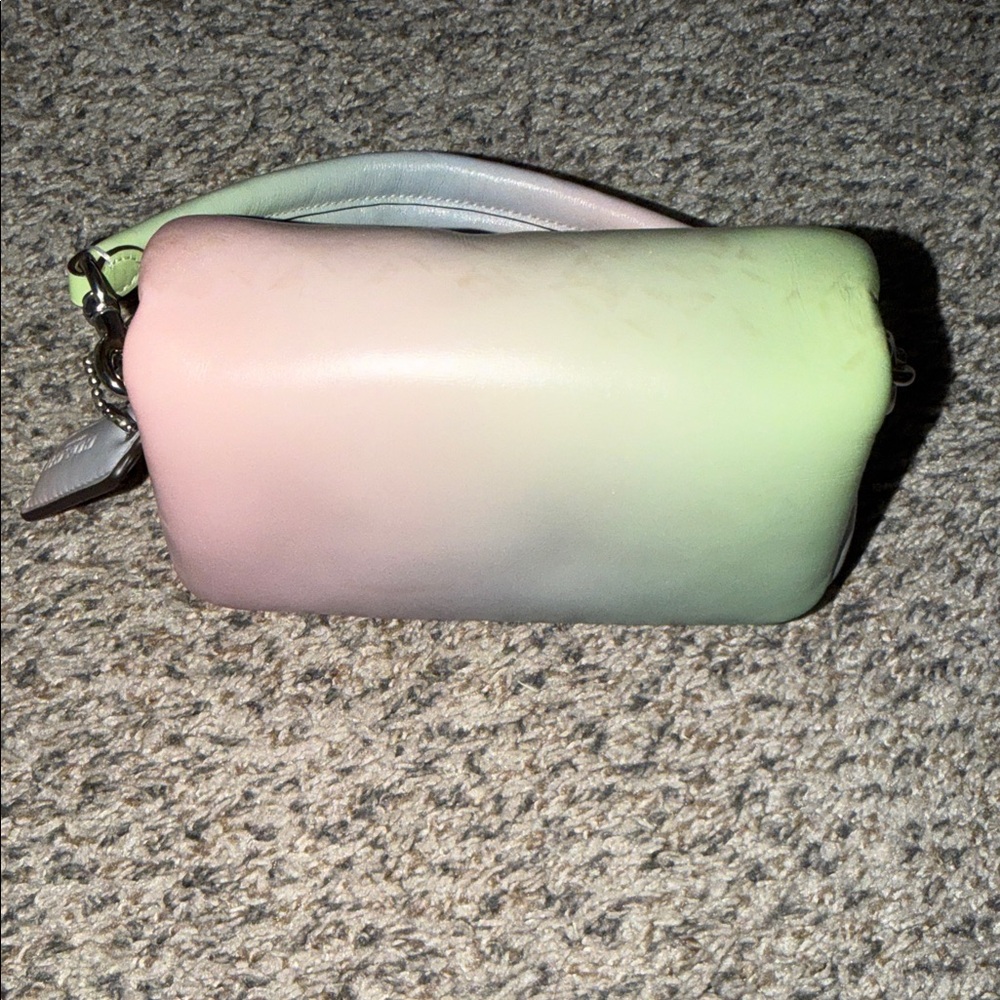 Coach Pastel Gradient Leather Shoulder Bag in Mint, Pink and Pale Blue - Picture 6 of 14